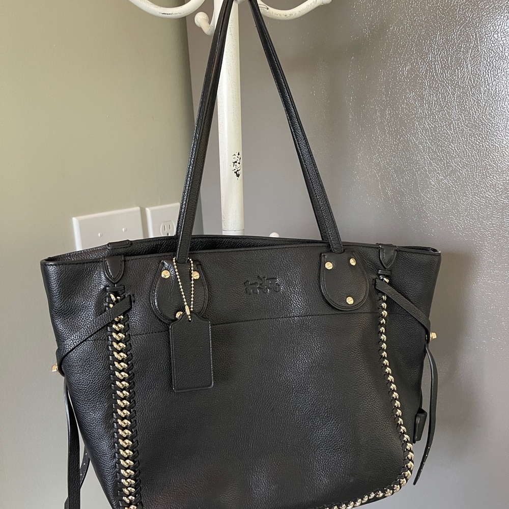 Coach leather tote bag.